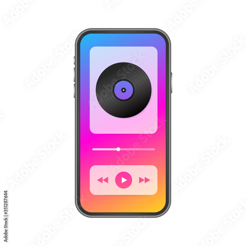 Mobile Application Interface. Music Player. Music app. Vector stock Illustration.
