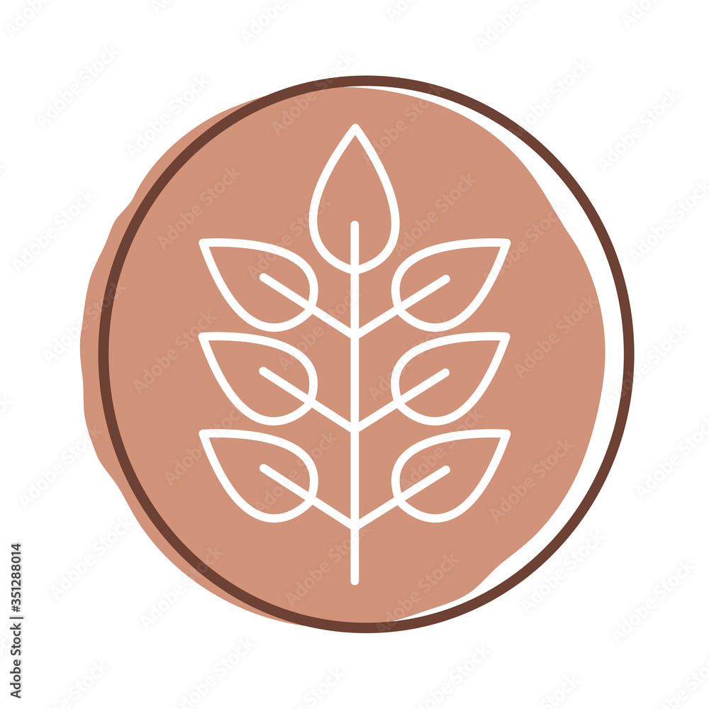 branch with leafs plant organic block style branch with leafs plant organic block style