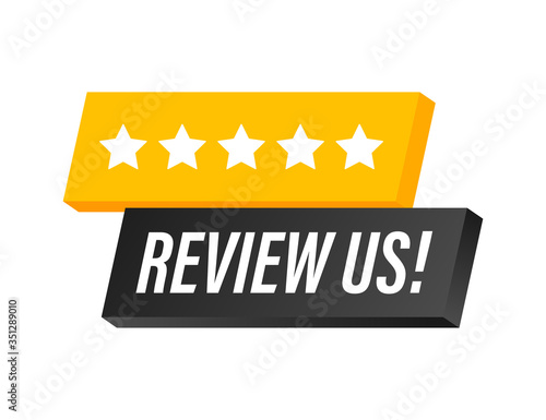 Review us User rating concept. Review and rate us stars. Business concept. Vector illustration.