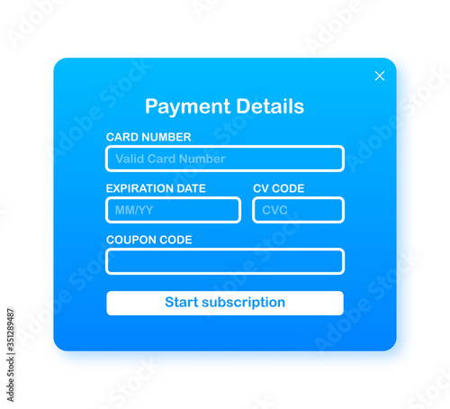 Online payment form. Online digital invoice on laptop. Vector illustration.