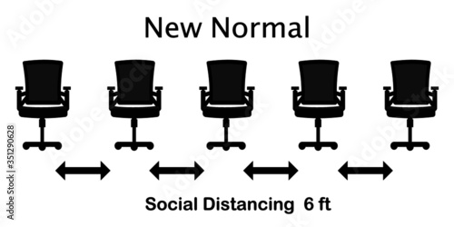 Social distancing chair concept.Prevent contact from the virus Covid-19.	