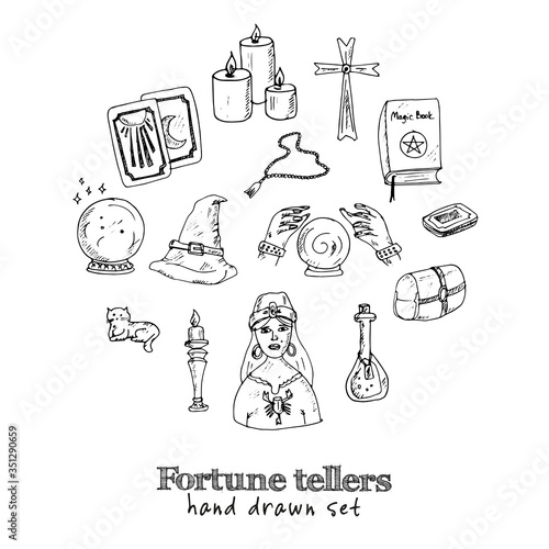 Fortune tellers isolated hand drawn doodles Vector 
