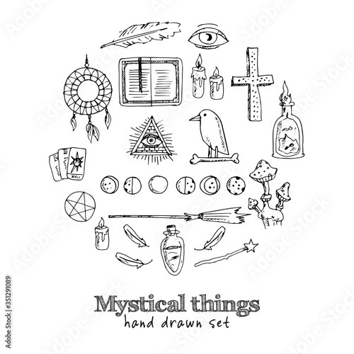 Alchemy isolated hand drawn doodles Vector