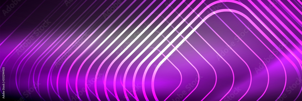 Shiny neon lines, stripes and waves, technology abstract background. Trendy abstract layout template for business or technology presentation, internet poster or web brochure cover, wallpaper Shiny neon lines, stripes and waves, technology abstract background. Trendy abstract layout template for business or technology presentation, internet poster or web brochure cover, wallpaper