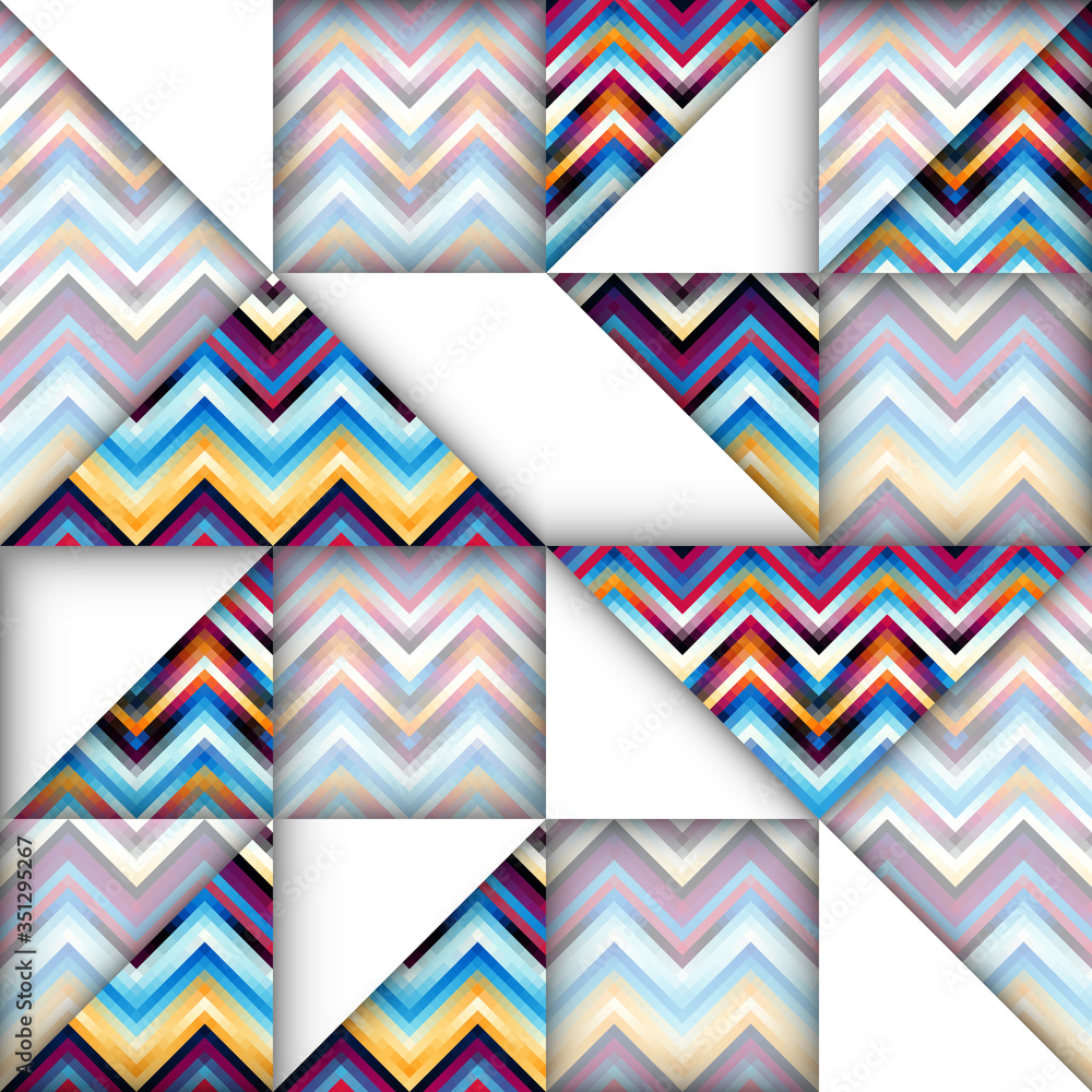 Obraz premium Paper cut shapes design. Seamless vector pattern.