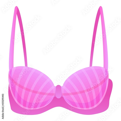 Pink bra icon. Cartoon of pink bra vector icon for web design isolated on white background