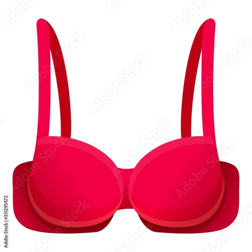 Red color bra icon. Cartoon of red color bra vector icon for web design isolated on white background