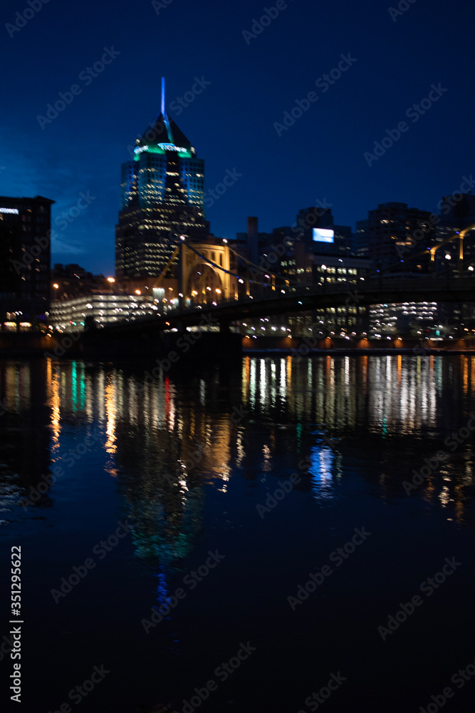 Pittsburgh at Night with Moon Pittsburgh at Night with Moon