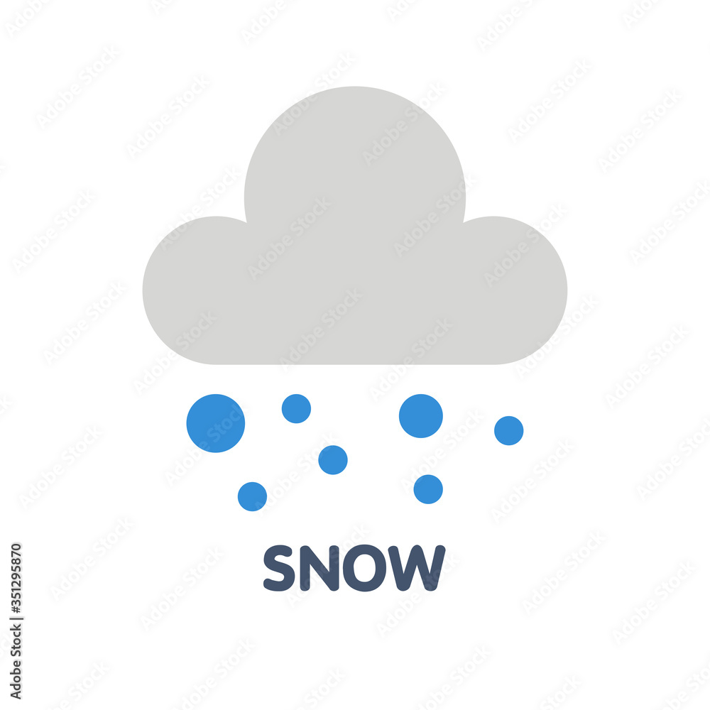 Cloud snow flat icon design style illustration on white background Cloud snow flat icon design style illustration on white background