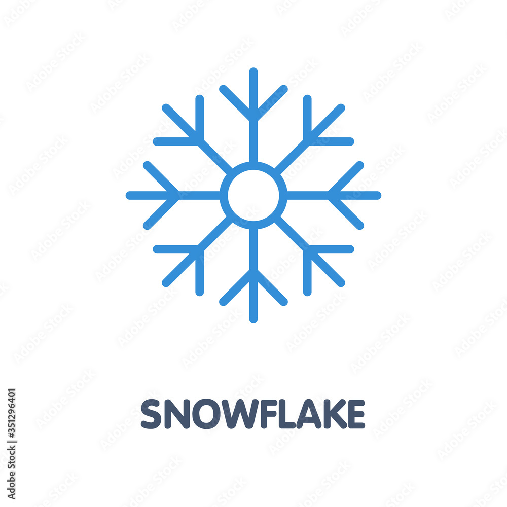 Snowflake flat icon design style illustration on white background