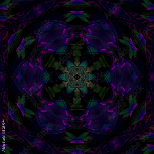 Mandala - Abstrait - Violet et Vert - Bennydoscope