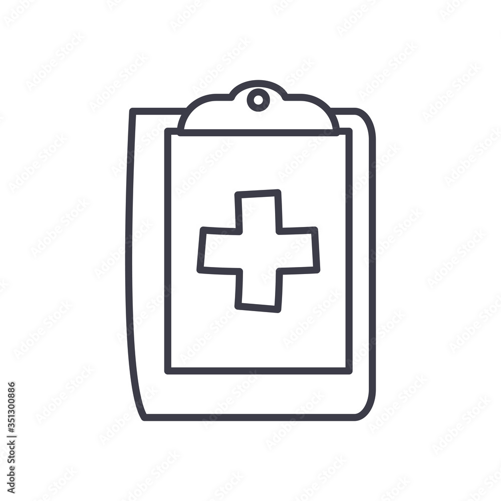Medical cross inside document line style icon vector design Medical cross inside document line style icon vector design