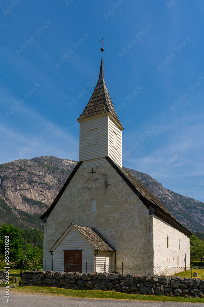 the old stone church in Eidfjord, Norway
