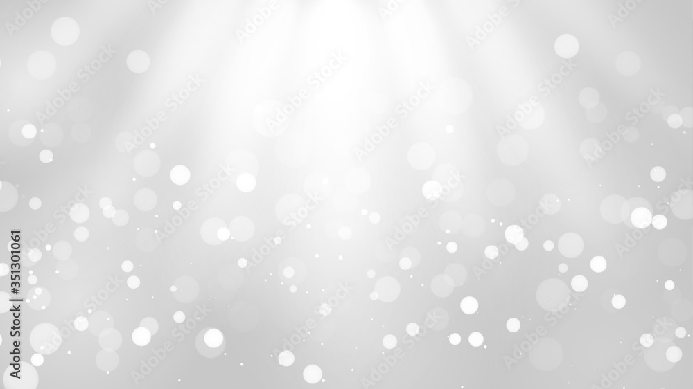 abstract blur white and gray color background with white bokeh lights defocused. 