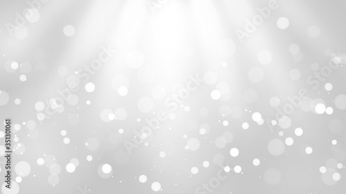 abstract blur white and gray color background with white bokeh lights defocused. 