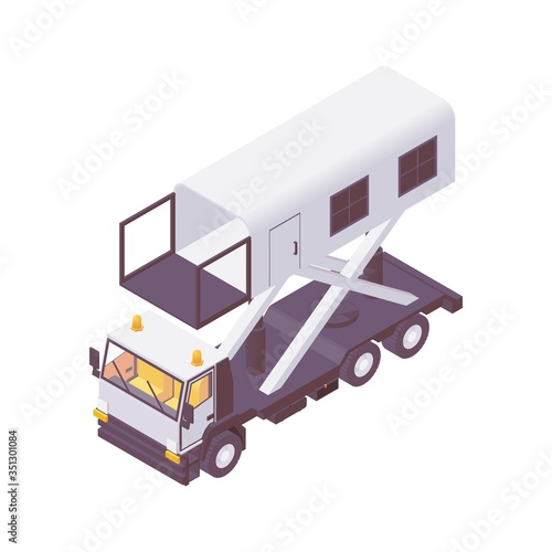 Isometric hi lift catering truck. ambulance lift