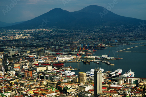 View of the city of Naples on the background of the volcano Vesuvius. Italy.  © Anna