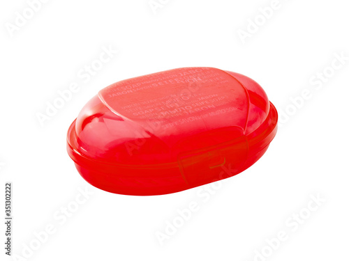 red plastic soap dish for bathroom