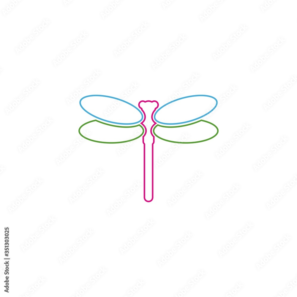 Dragonfly icon in flat style isolated on white background Dragonfly icon in flat style isolated on white background