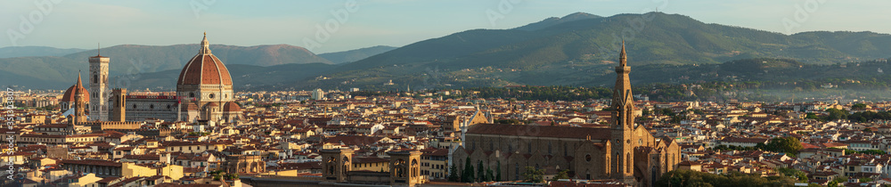 Panoramic view of Florence Skyline at Sunset. Italy