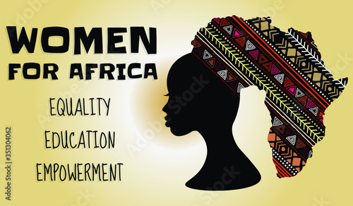 The Future Is Female: Women for Africa Vector Abstract Background for Equality, Education and Empowerment