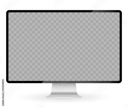 Realistic black modern thin frame display computer monitor vector illustration.