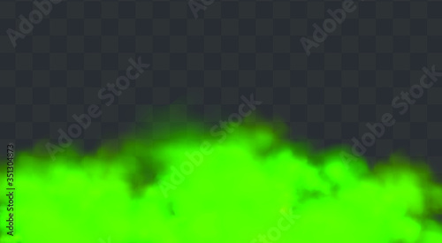 Green stink bad smell, smoke or poison gases, chemical toxic vapour. Vector of stench breath or sweat odor isolated on transparent checkered background.