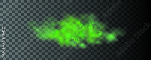 Green stink bad smell, smoke or poison gases, chemical toxic vapour. Vector of stench breath or sweat odor isolated on transparent checkered background.