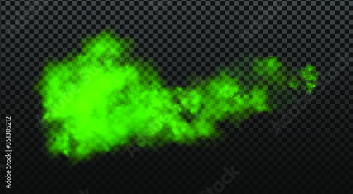Green stink bad smell, smoke or poison gases, chemical toxic vapour. Vector of stench breath or sweat odor isolated on transparent checkered background.