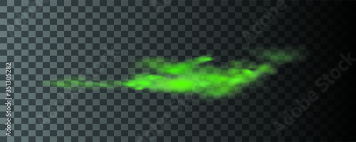 Green stink bad smell, smoke or poison gases, chemical toxic vapour. Vector of stench breath or sweat odor isolated on transparent checkered background.