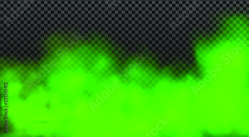 Green stink bad smell, smoke or poison gases, chemical toxic vapour. Vector of stench breath or sweat odor isolated on transparent checkered background.