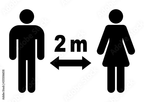 ds228 DiskretionSchild - english - distance - person   social distancing sign. - please keep a distance of 2 m. - poster template - DIN A2 A3 A4 - black xxl g9656