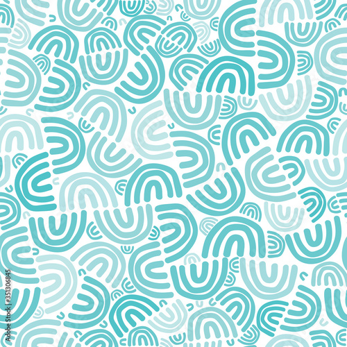 Vector blue rainbow doodles. Perfect for surface pattern design, wallpaper, stationery.