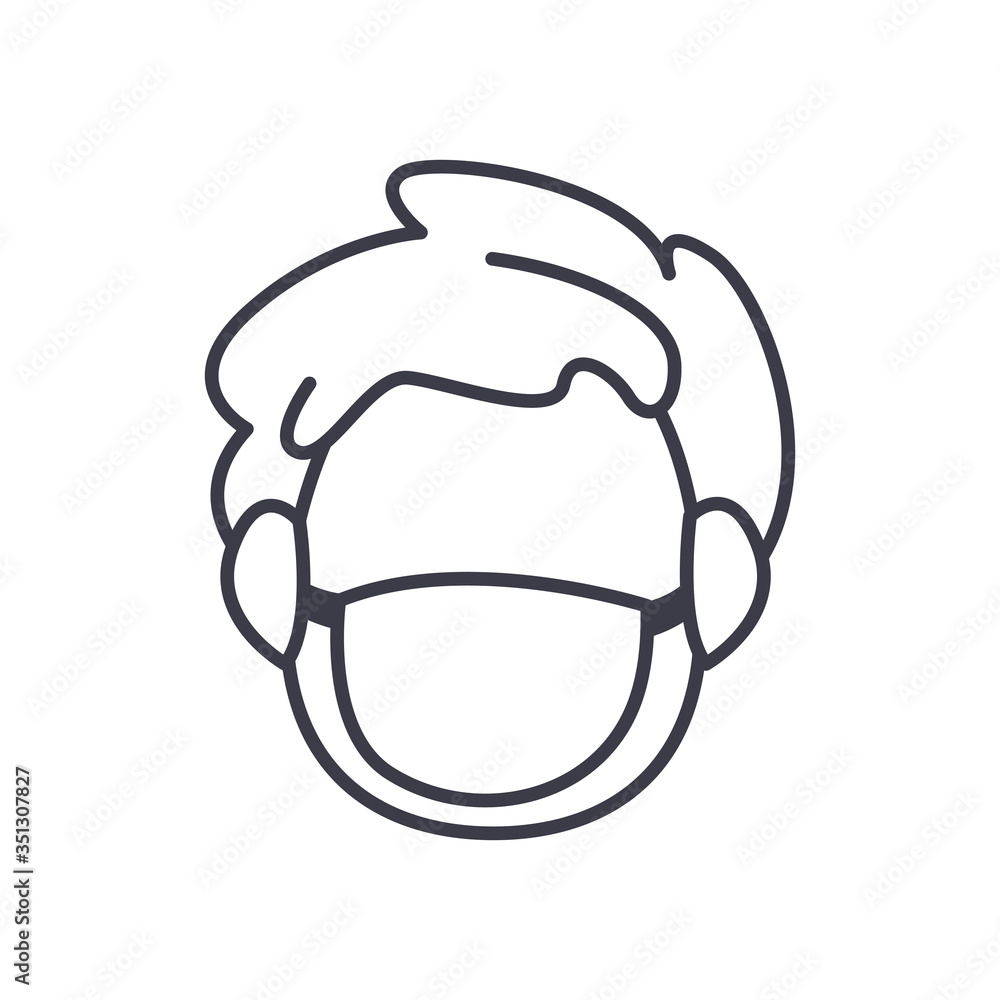 Man with medical mask line style icon vector design Man with medical mask line style icon vector design