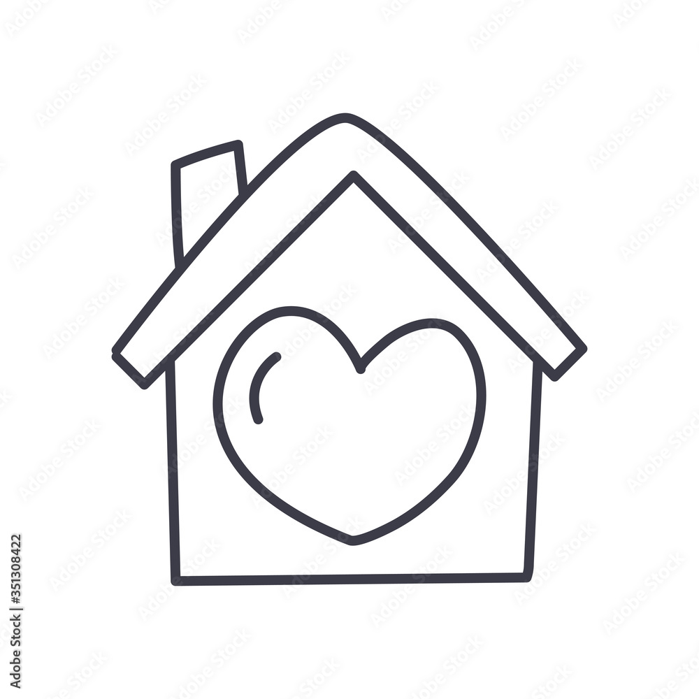 Heart inside house of stay at home line style icon vector design Heart inside house of stay at home line style icon vector design