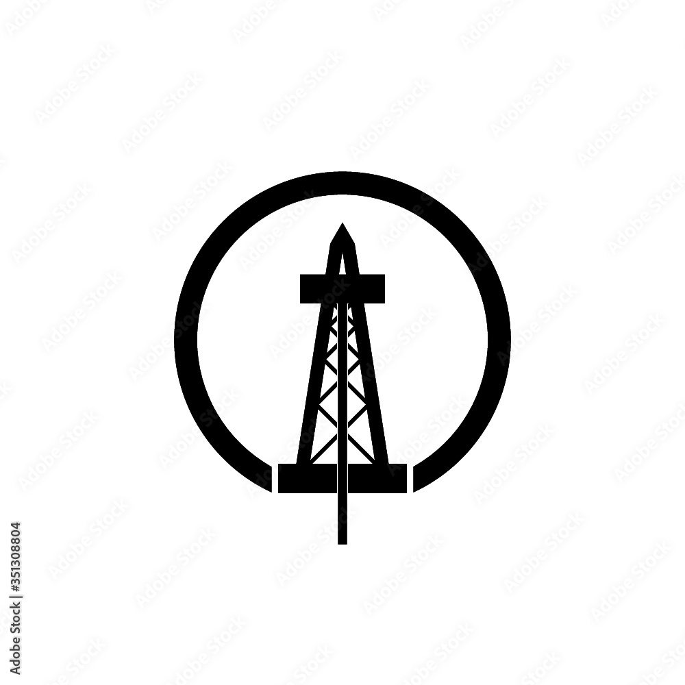 Black Oil pump or pump jack icon isolated on white background