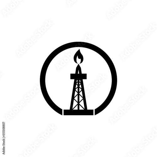 Black Oil pump or pump jack icon isolated on white background
