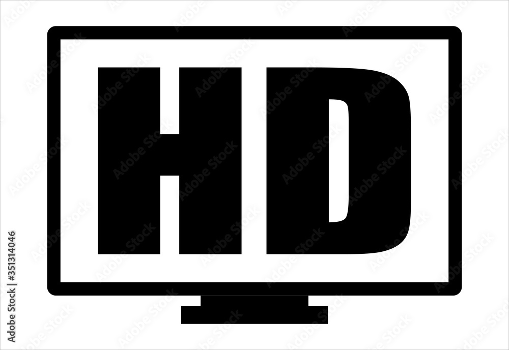 Icono negro de una pantalla grande en HD. Icono negro de una pantalla grande en HD.