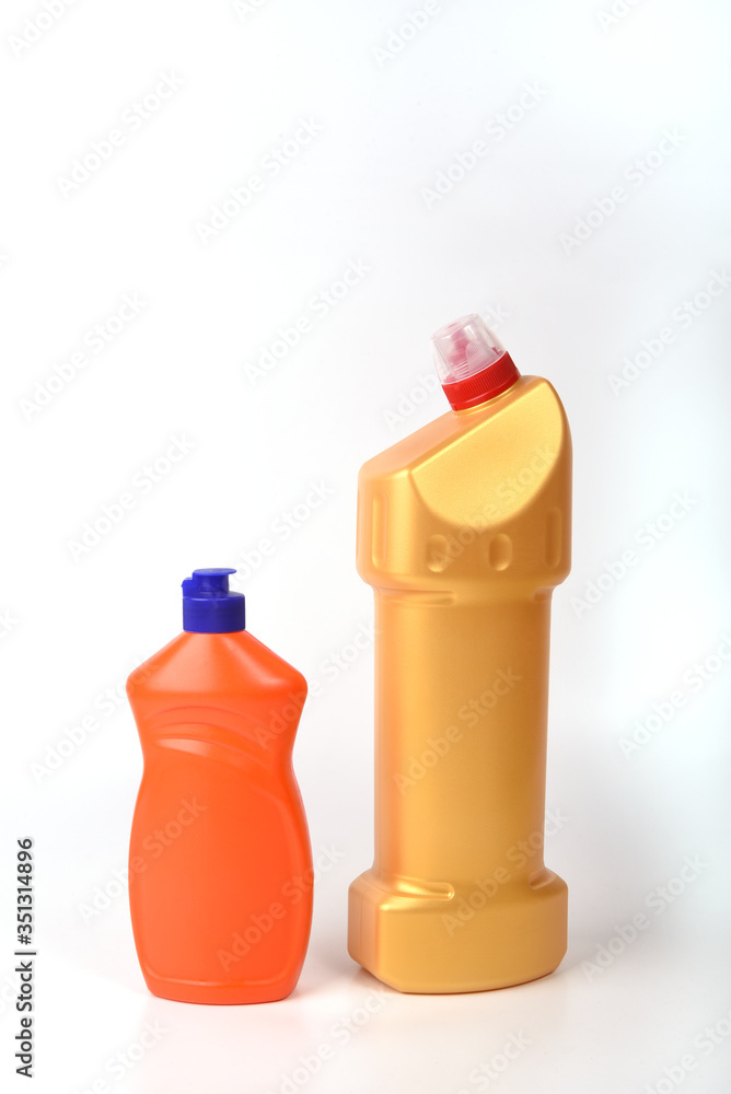 Bottles of household chemicals