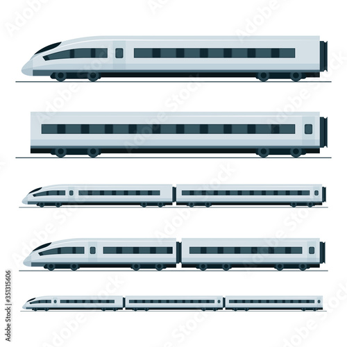 High-speed modern train vector illustration. Passenger train.