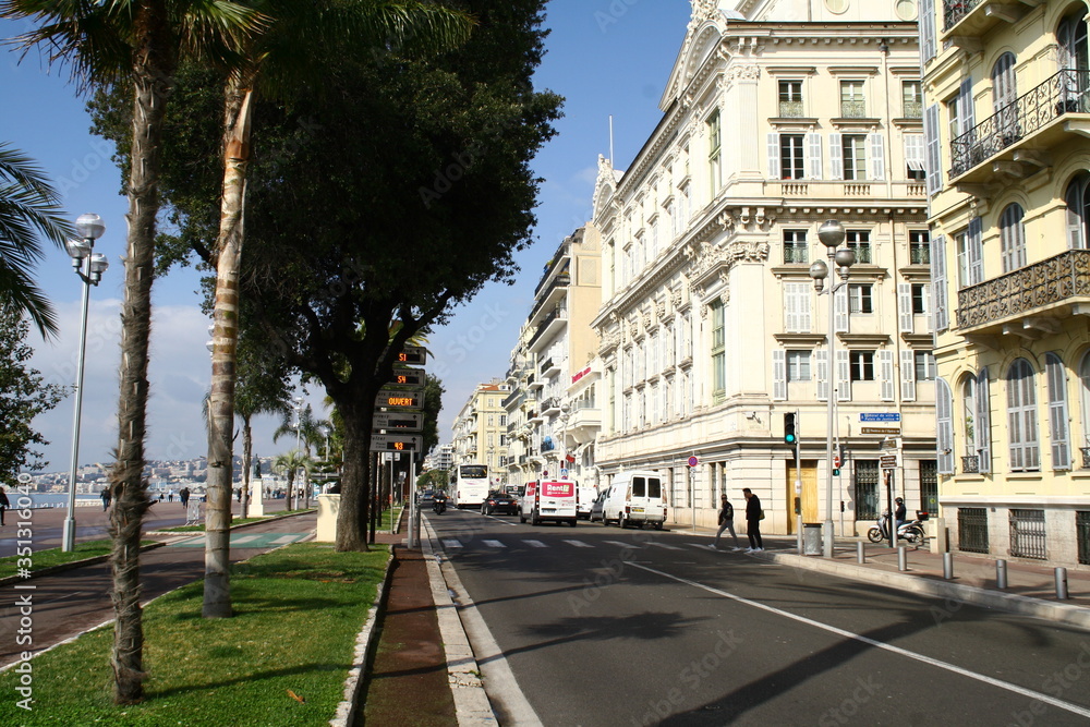 view at the beach in nice, alpes-maritimes, france, promenade des anglais