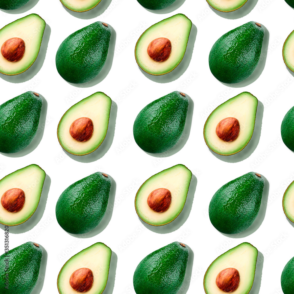 Seamless background with avocado on white. Seamless background with avocado on white.