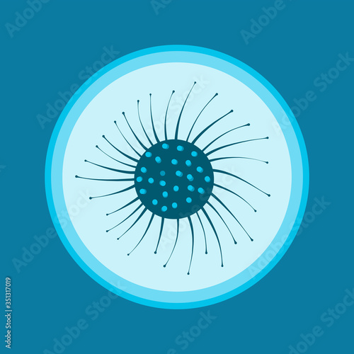 abstract virus bacterium blue and white colors symbol microbe pathogen microorganism thaksin molecule medical logo on a blue background photo