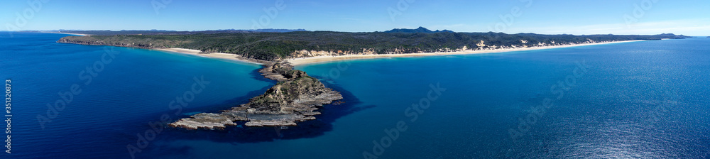Panoramic aerial view of Five Rocks , Byfield National Park, Queensland, Australia Panoramic aerial view of Five Rocks , Byfield National Park, Queensland, Australia