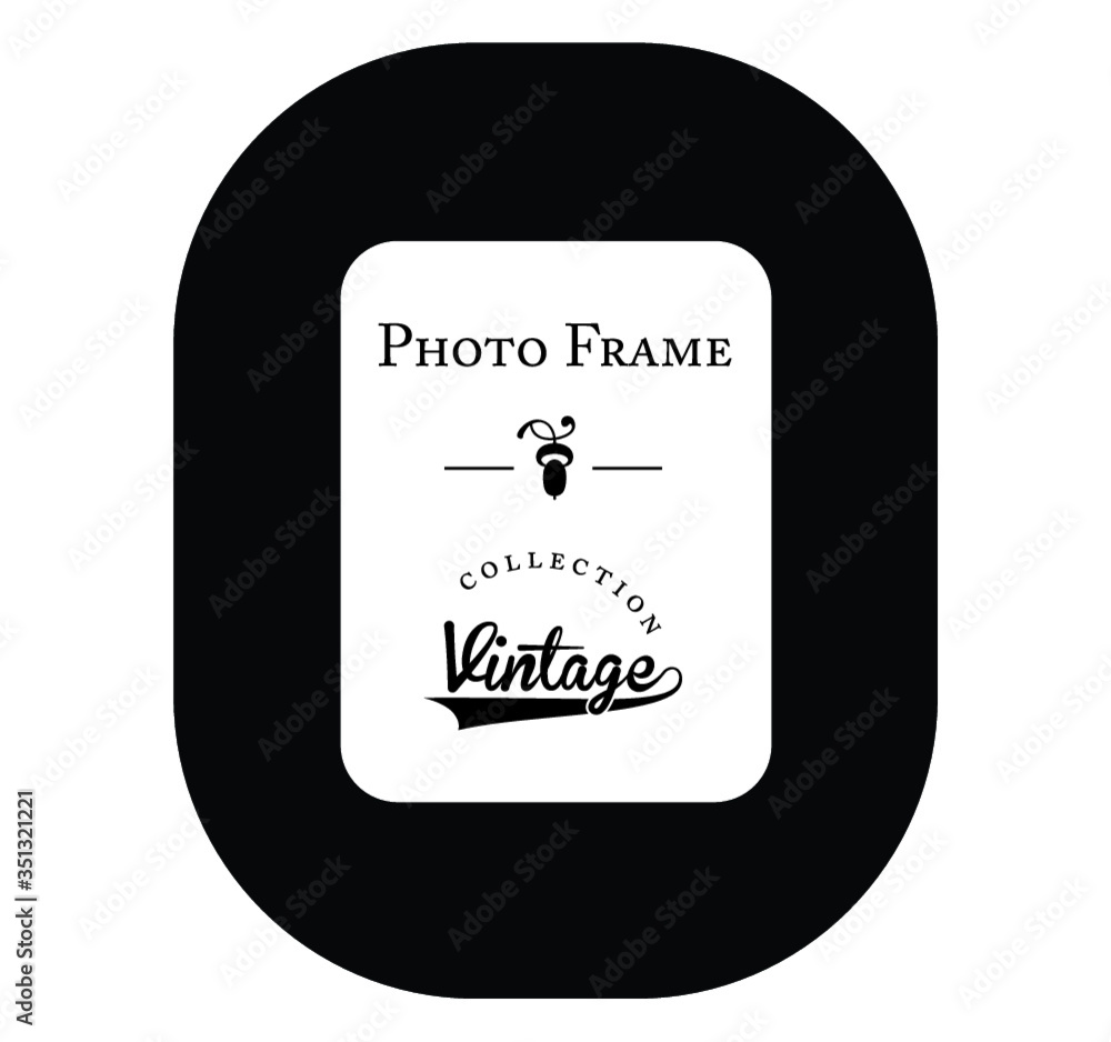 Naklejka premium Vintage photo frame - Black and white vector graphic
