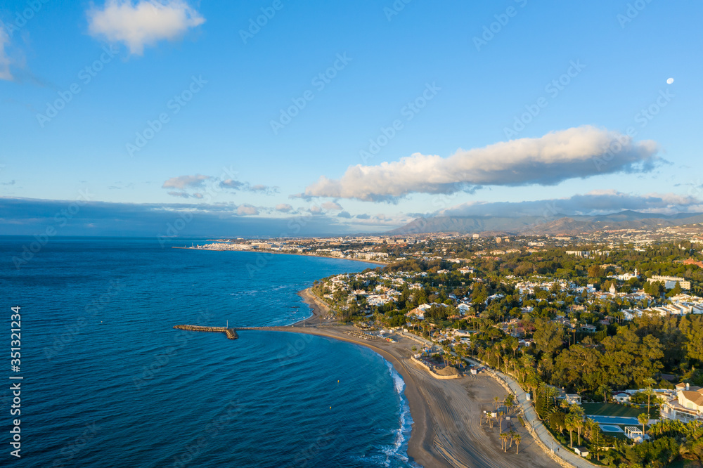 Aerial view of coastline in Marbella, Malaga Spain Aerial view of coastline in Marbella, Malaga Spain