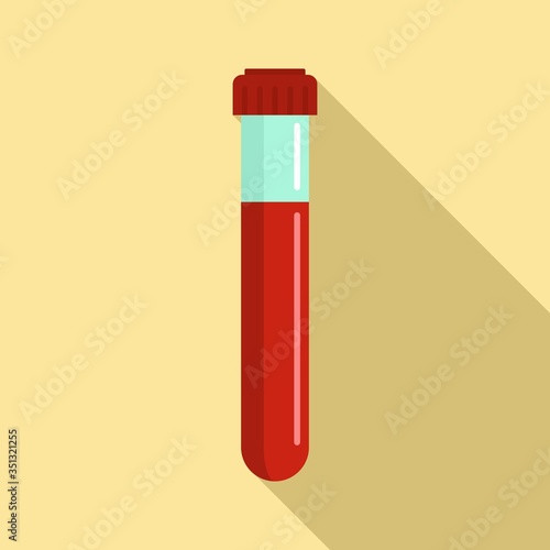 Test tube blood icon. Flat illustration of test tube blood vector icon for web design