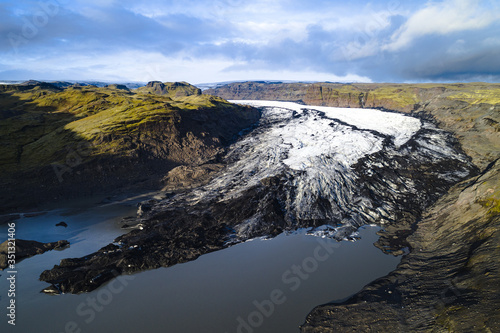 Aerial View Of Solheimajokull Glacier (which is part of Myrdalsjokull glacier) In Iceland photo