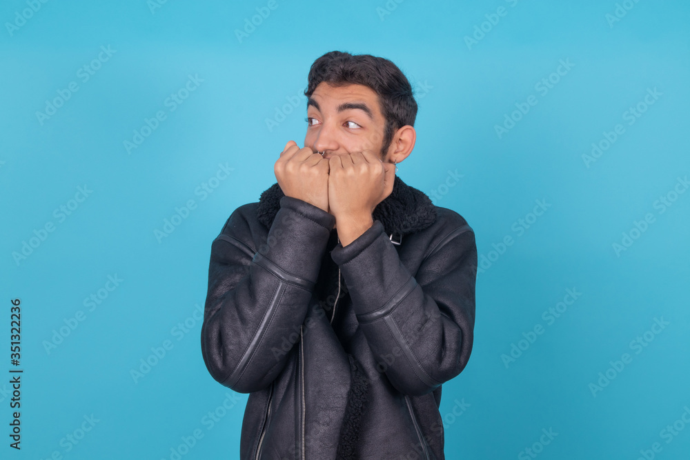 young expressive male model isolated on color background young expressive male model isolated on color background