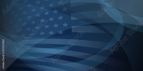 USA independence day abstract background with elements of the american flag in dark blue colors